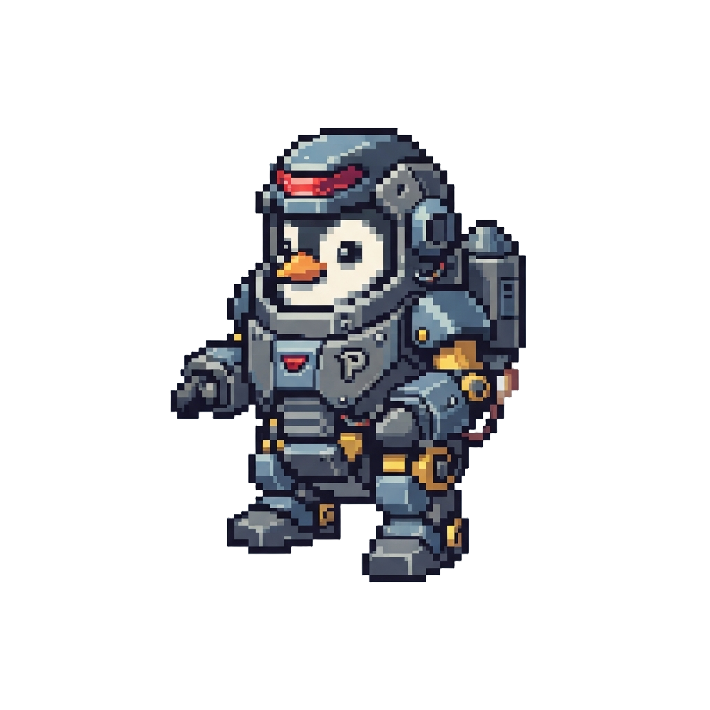 A Penguin Wearing a Tiny Mech Suit