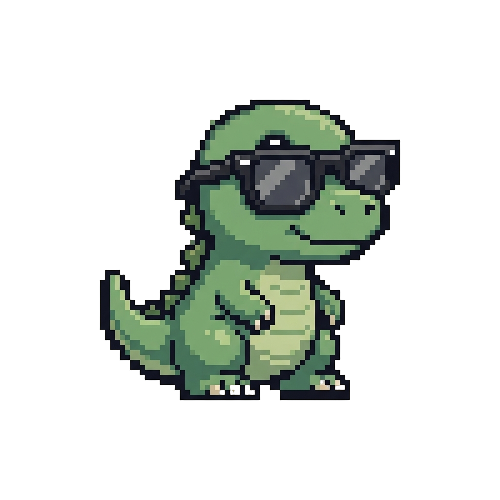 A Miniature Dinosaur Wearing Oversized Sunglasses
