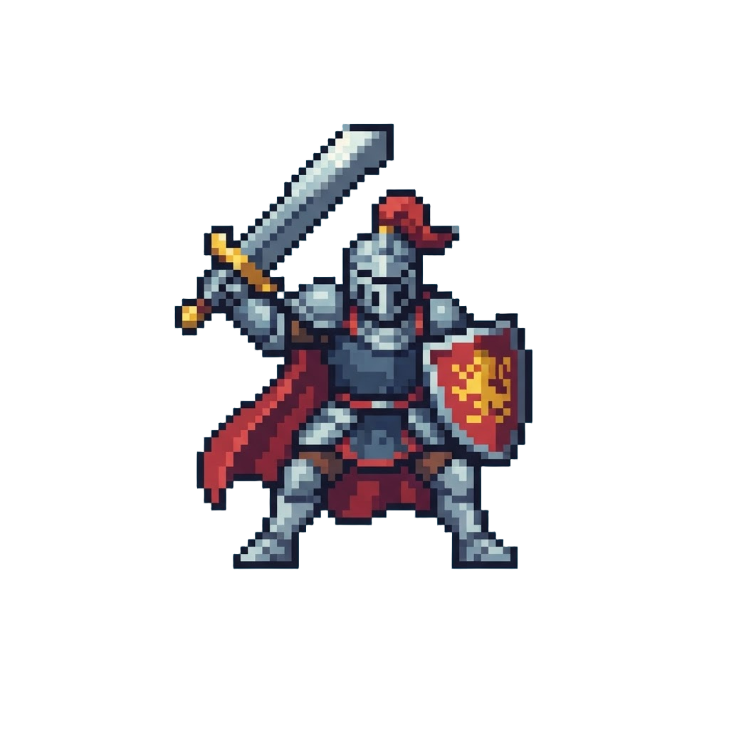 A Heroic Knight Striking a Dramatic Power Pose
