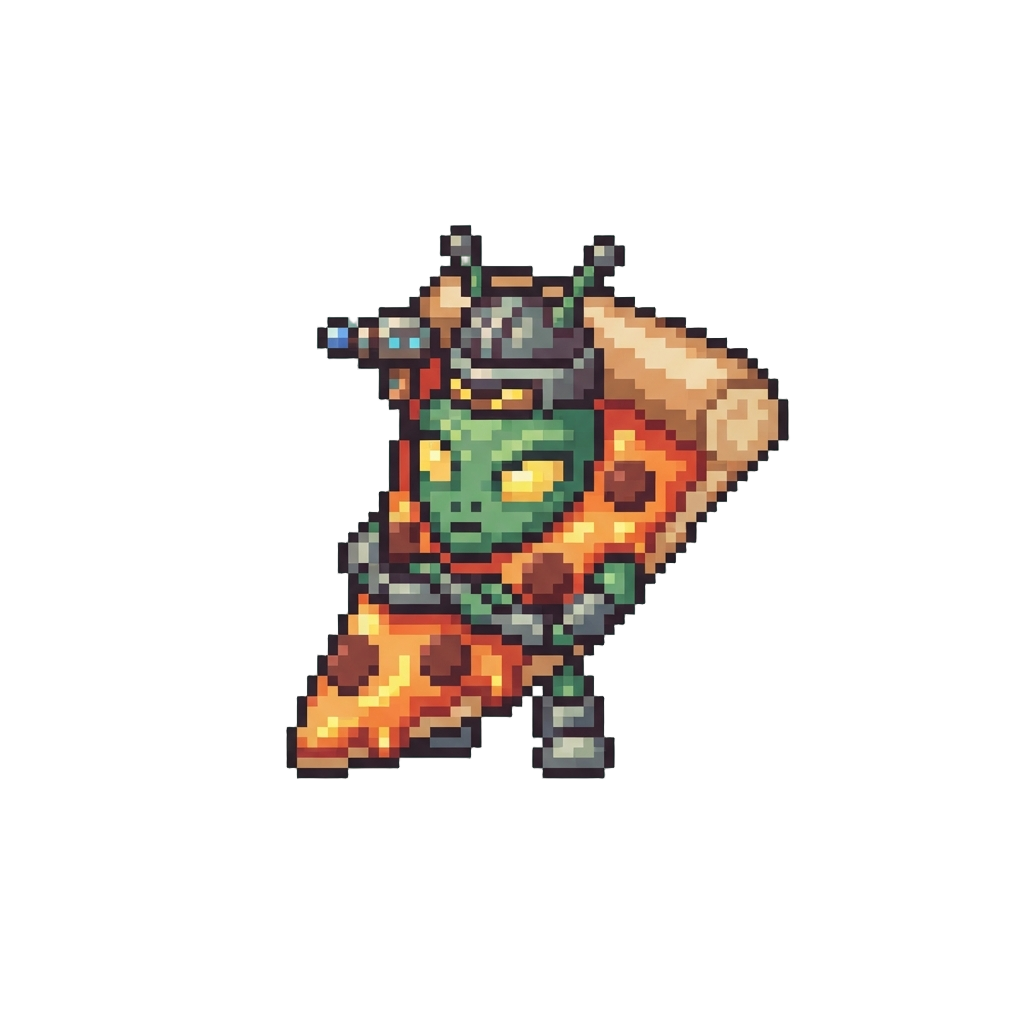 A Tiny Pizza-slice Alien Warrior Toy