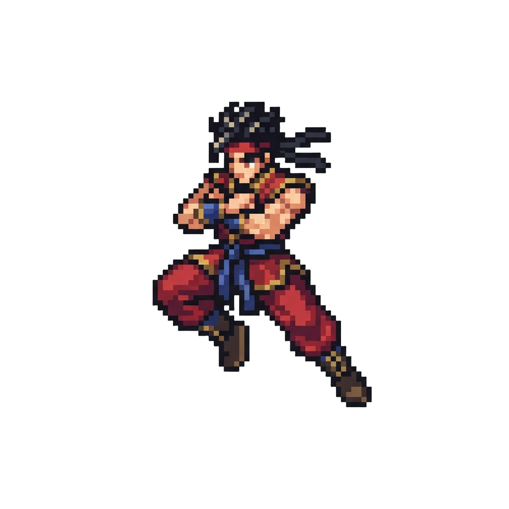 A Martial Arts Figure Striking a Dramatic Superhero Pose