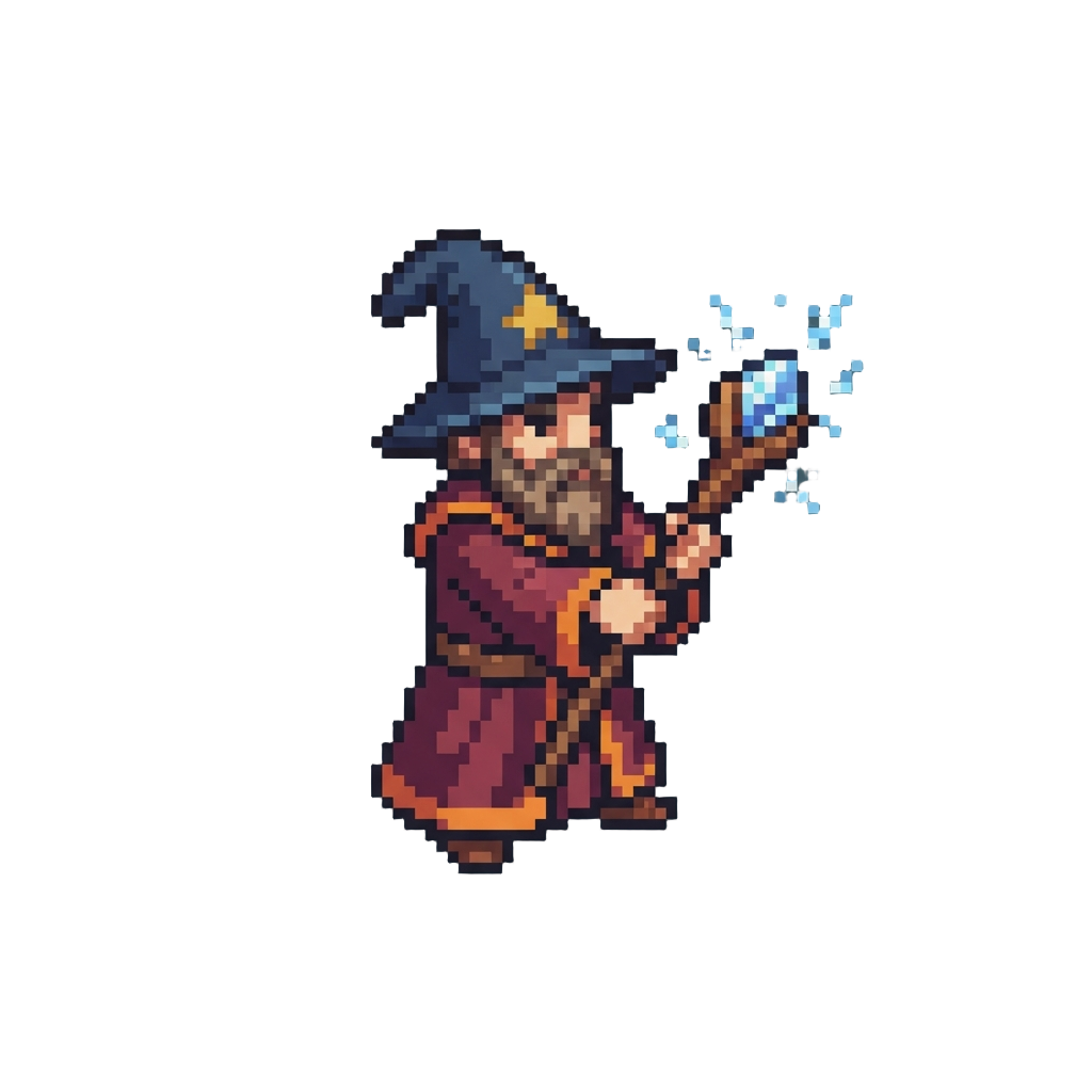 A Shock-wand Wizard Figurine Sparking Harmlessly