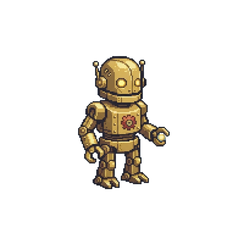A Glowing Vintage Gold Robot Toy
