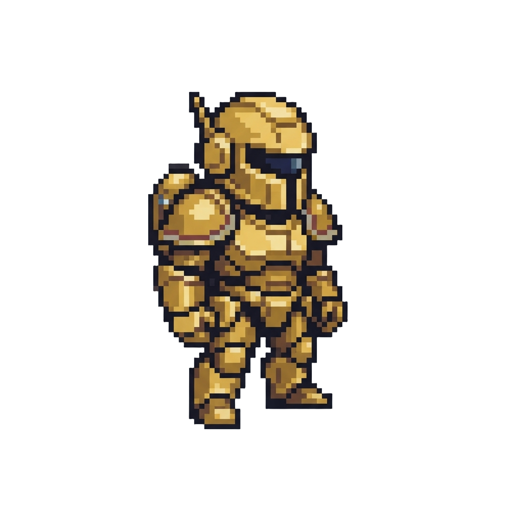 A Metallic Gold Space Knight