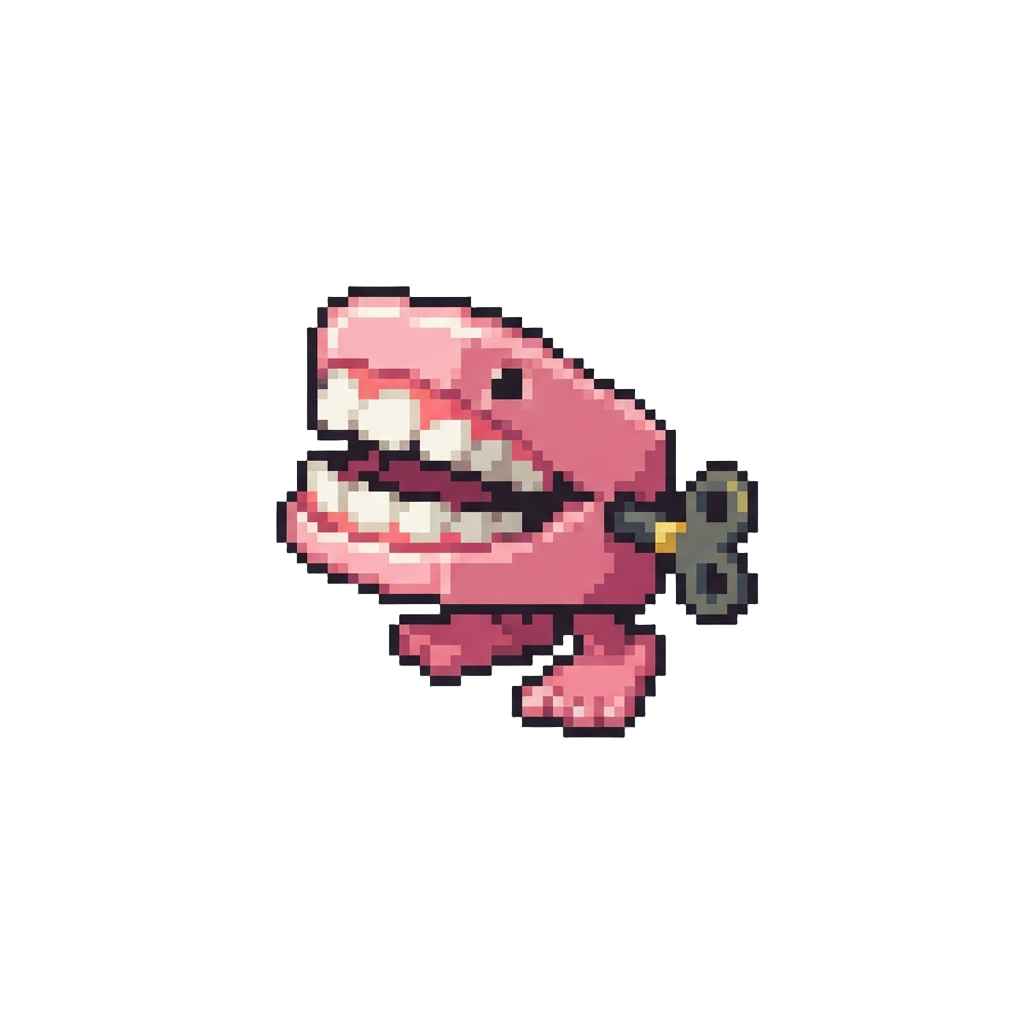 A Chittering Wind-up Teeth Toy That Leaps Forward