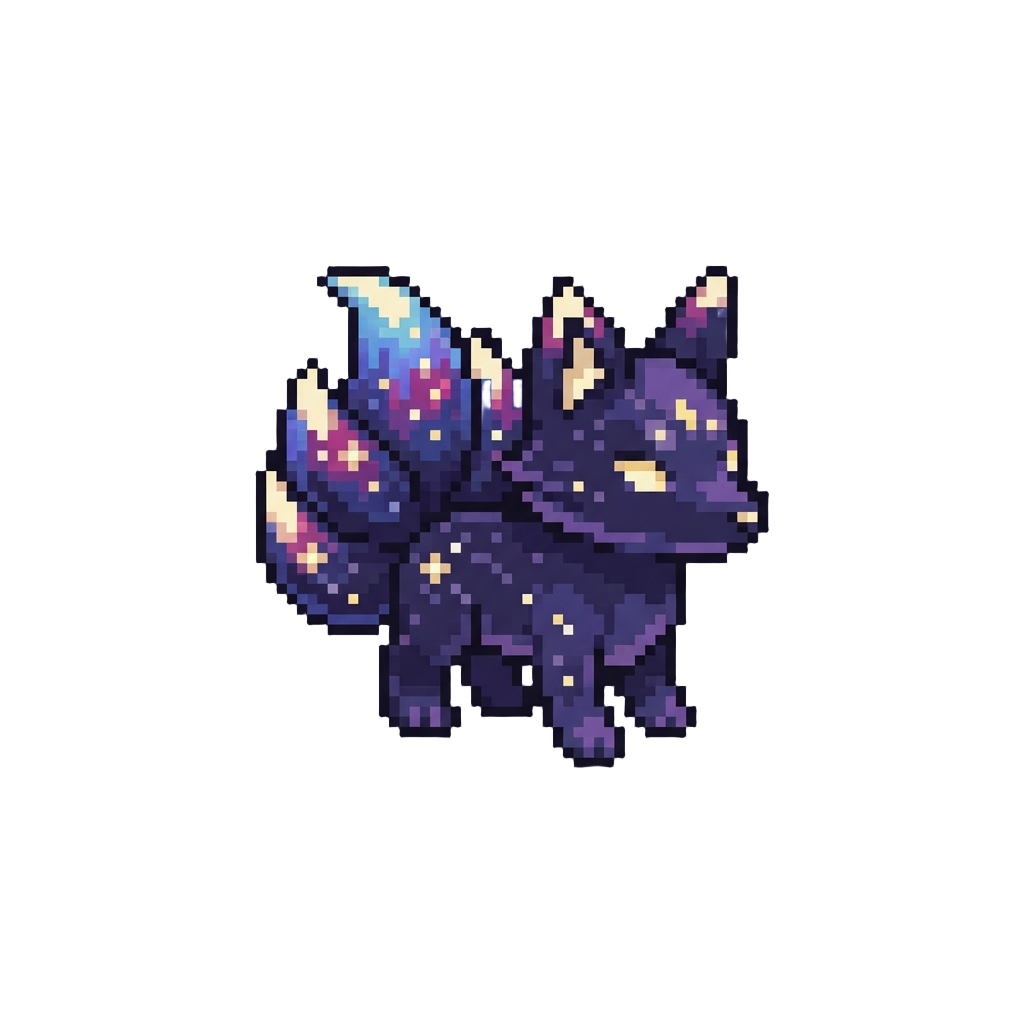 A Glittering Cosmic Kitsune Toy