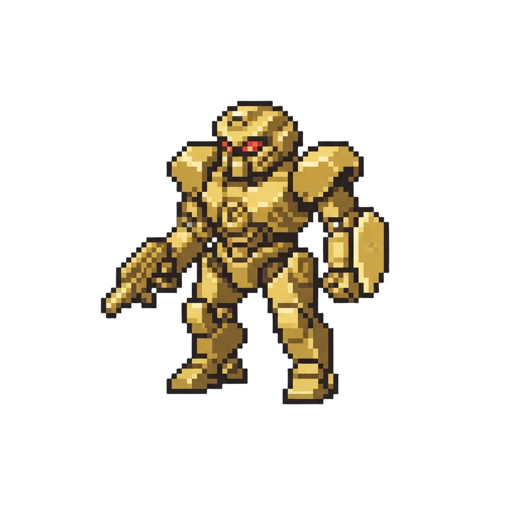 A Shiny Golden Mech Warrior Toy