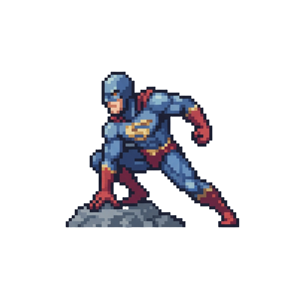 A Superhero Three-point Hero Landing Pose