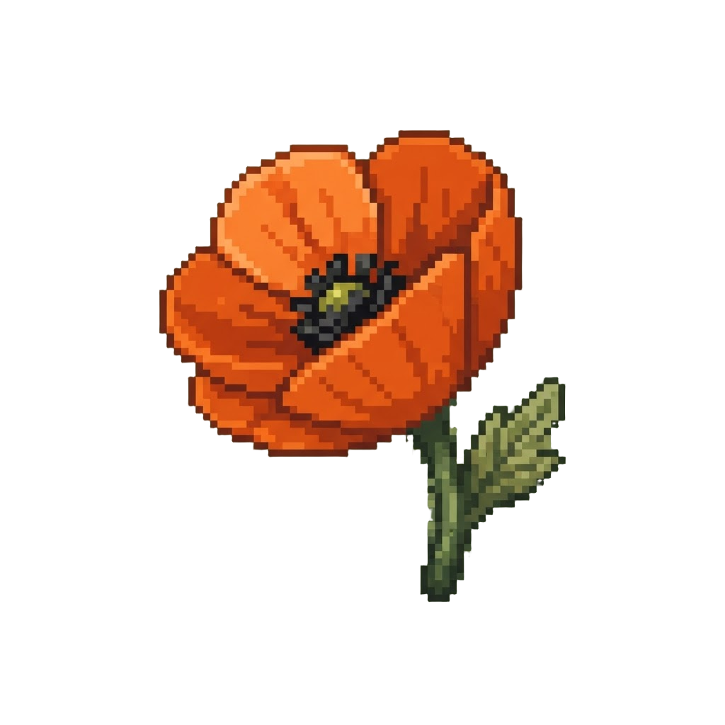 Vibrant Orange Felt Poppy