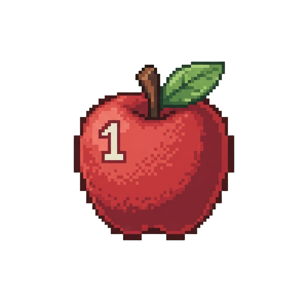 Felt Red Apple Marked with the Number 1