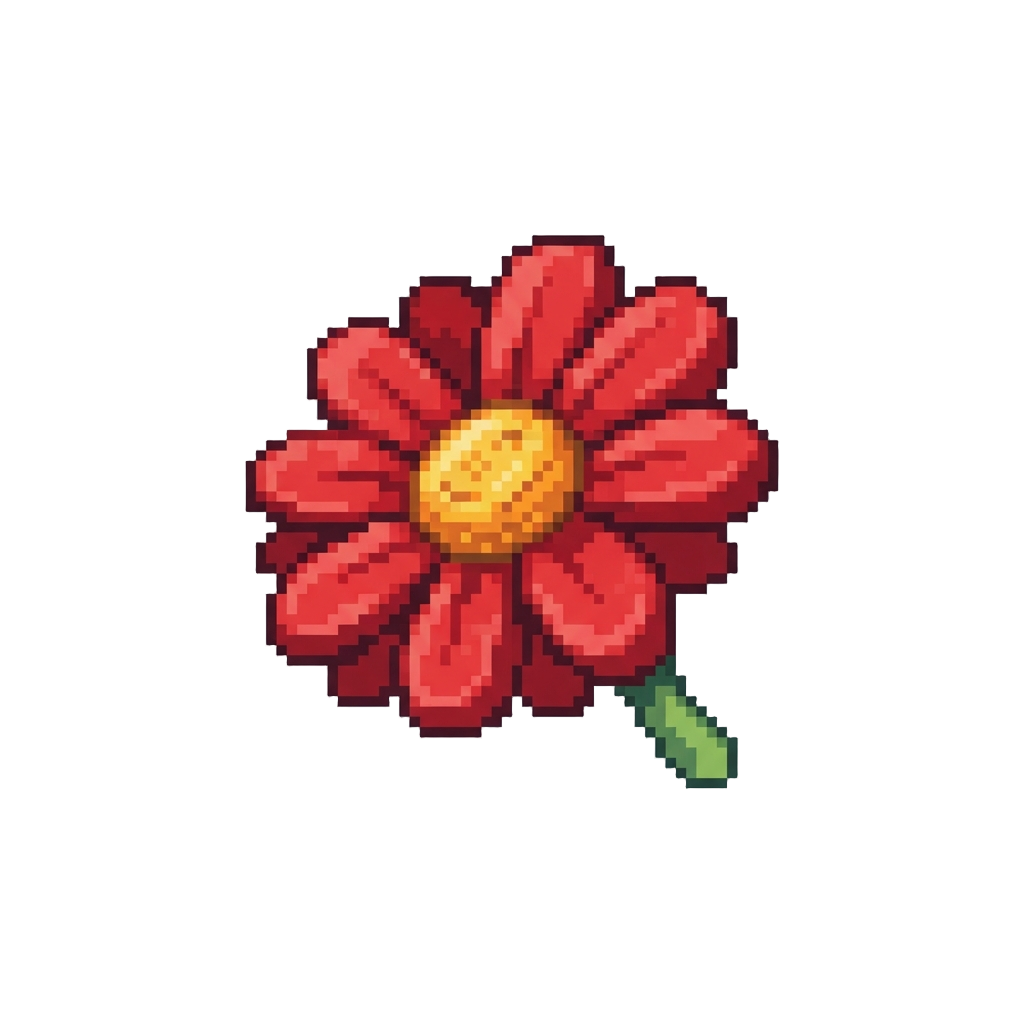 Bright Red Felt Daisy