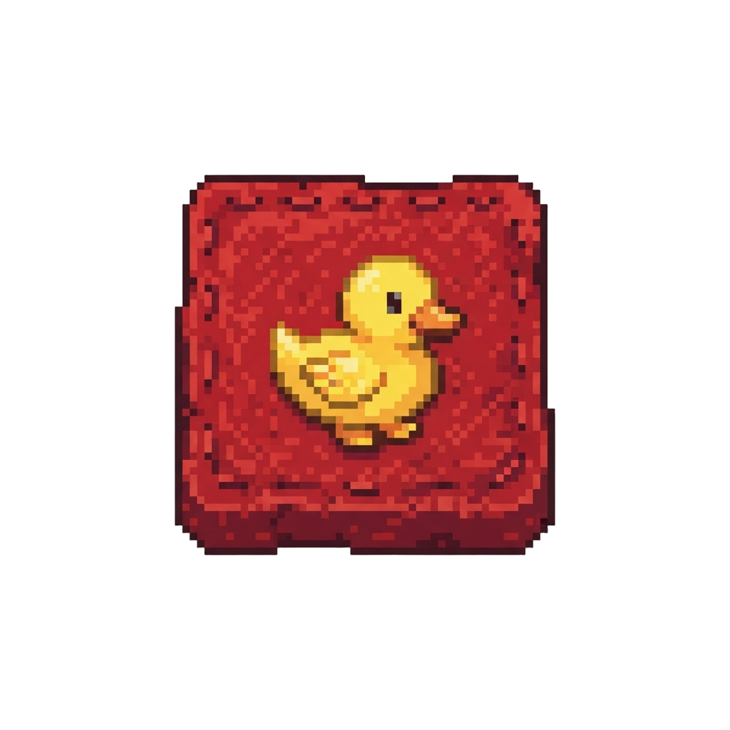 Felt Red Square with a Bright Yellow Duckling