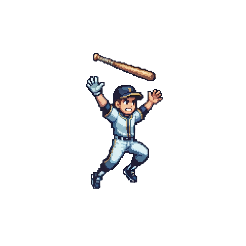 A Triumphant Bat Flip with a High Leap