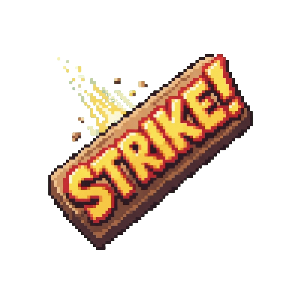 A Comical 'strike!' Sign Dropping Into Frame