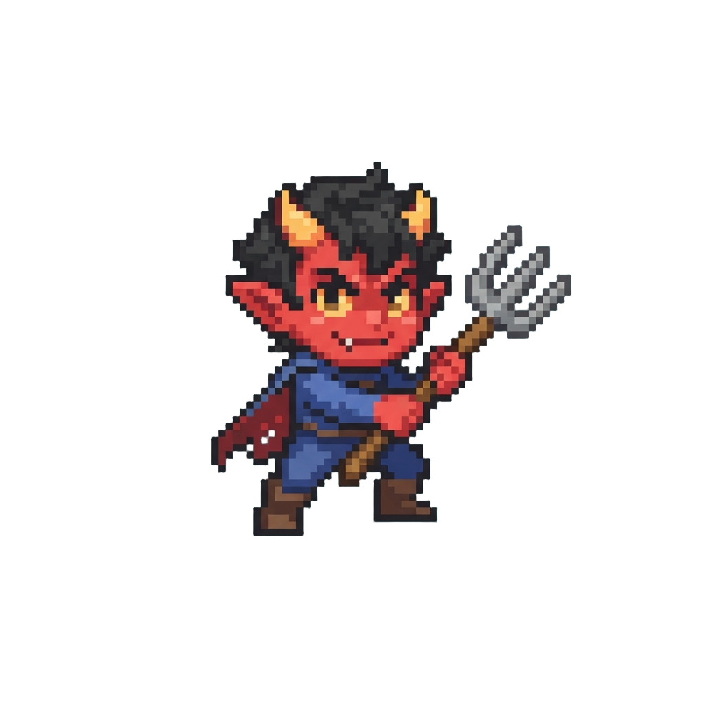 A Cheeky Mini-demon Holding a Small Pitchfork