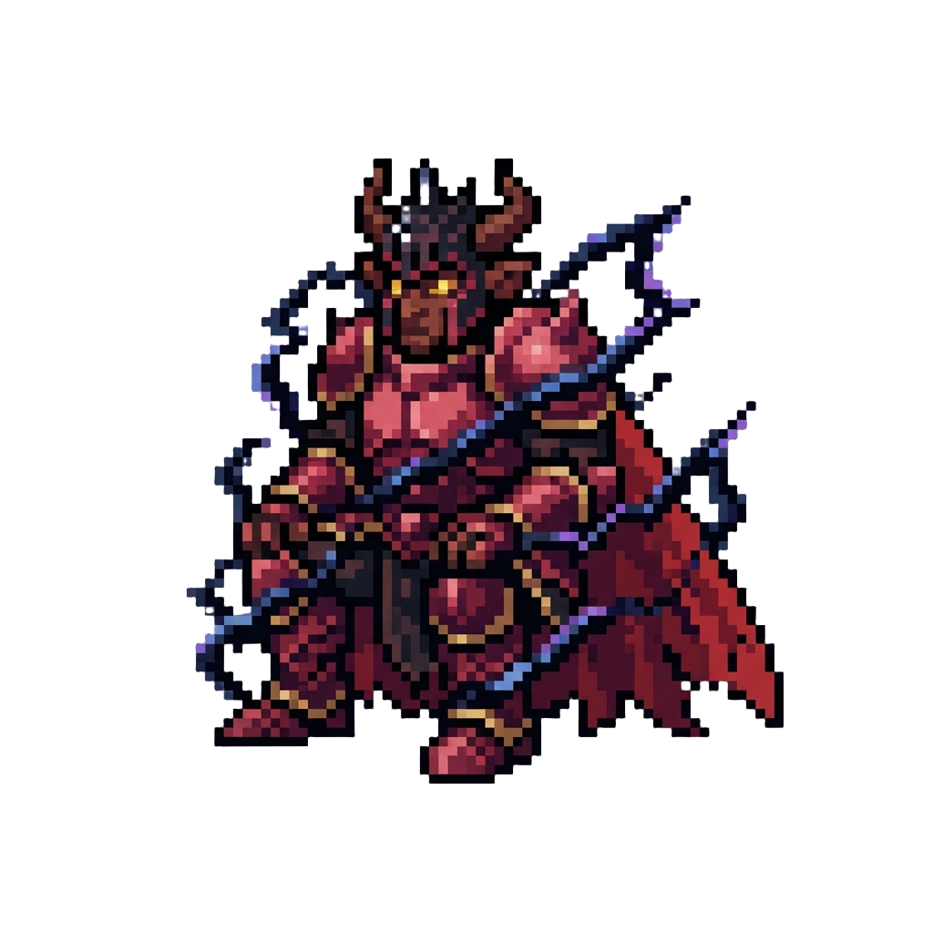 A Crimson Demon Monarch Wrapped in Dark Lightning
