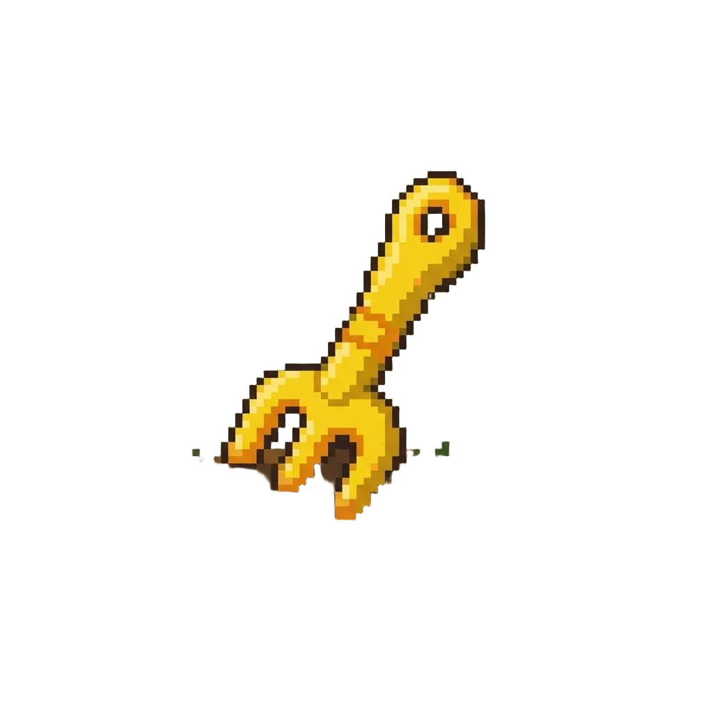 A Squeaky Toy Pitchfork Sticking Out of the Ground