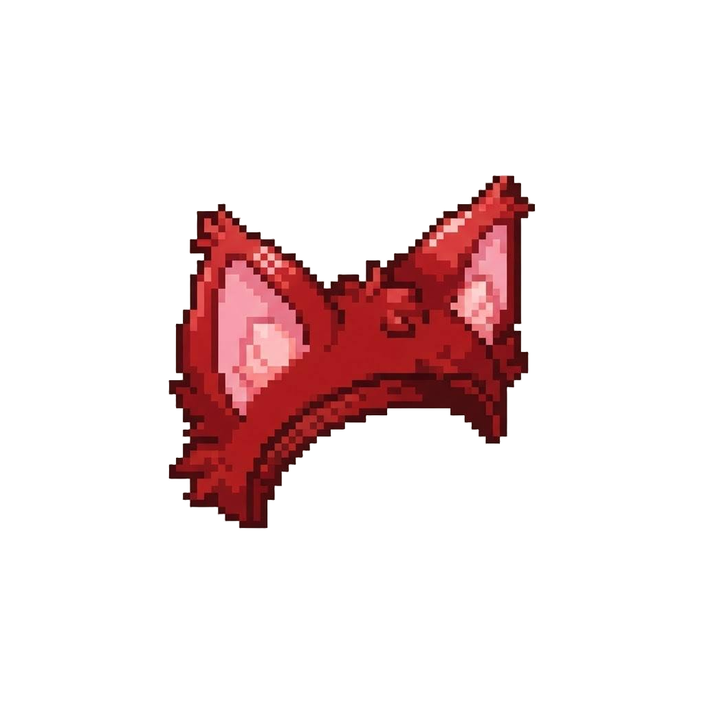A Pair of Cute Fluffy Crimson Cat Ears