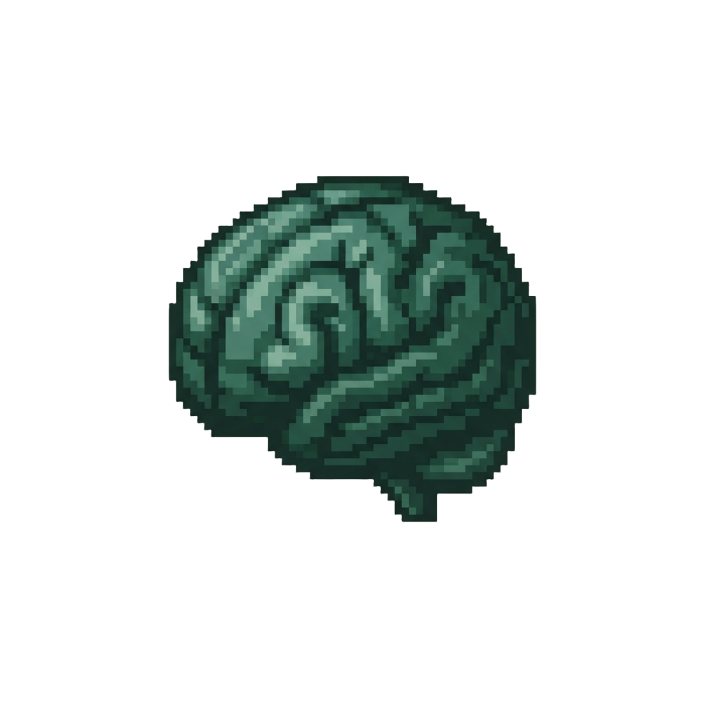 A Dark Forest-green Brain Sculpture