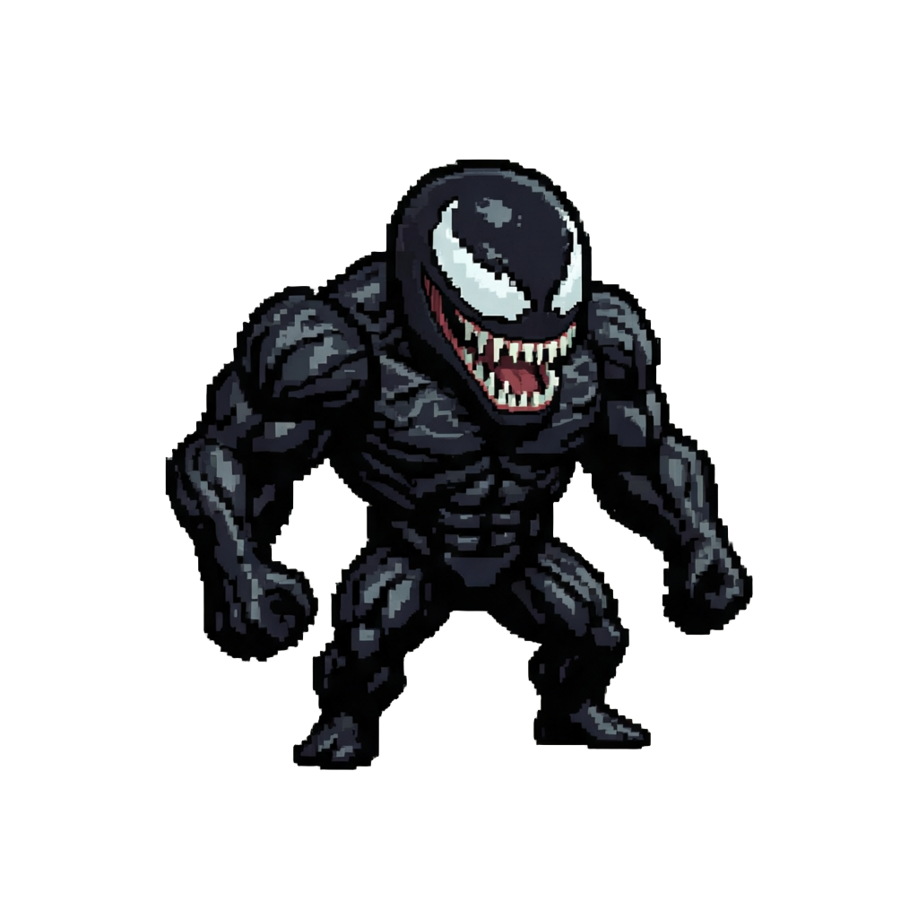 A Bulky Black Venom Action Figure with a Roaring Jaw