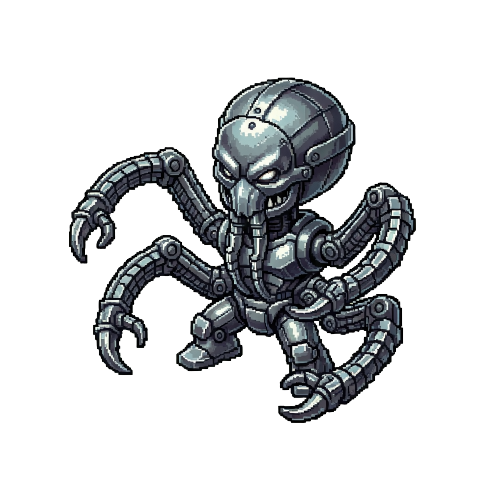 A Metallic Doctor Octopus Toy with Menacing Mechanical Arms