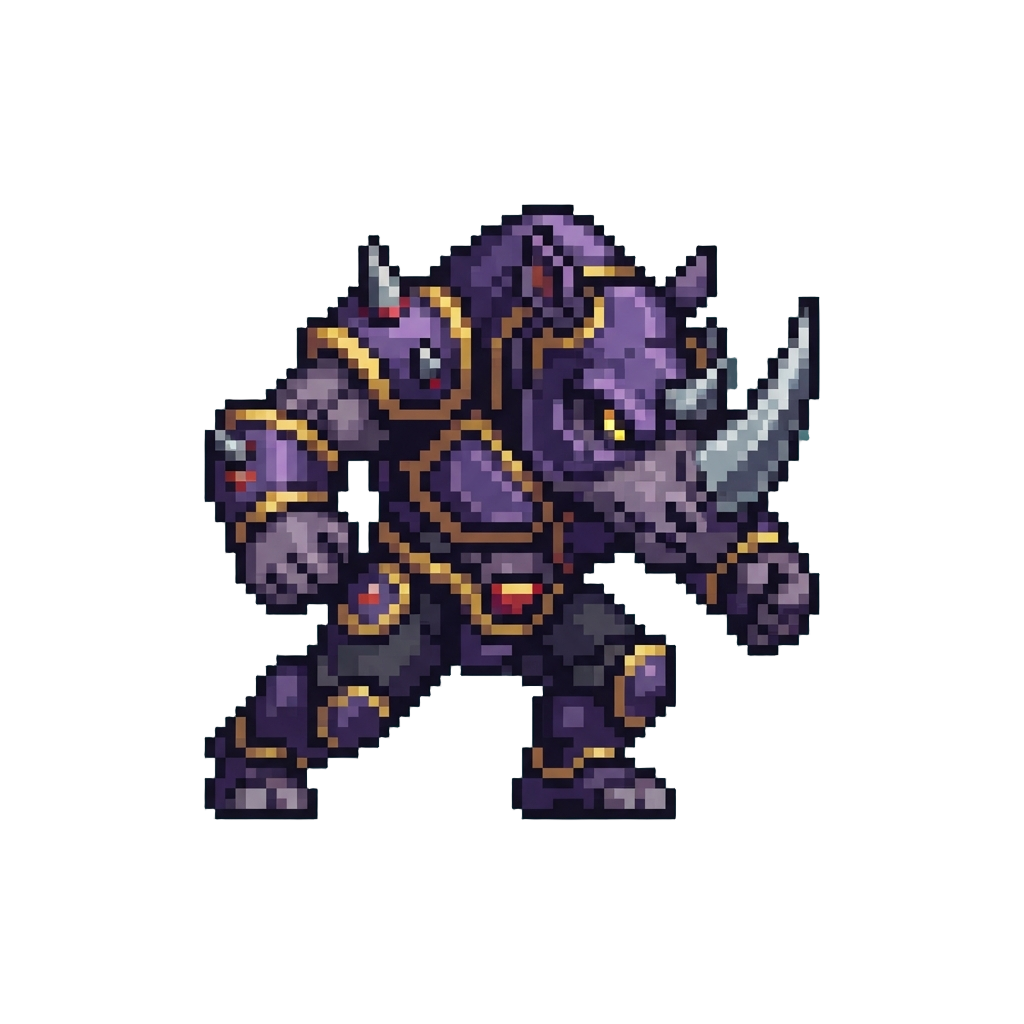 A Horned Rhino Villain Action Figure Mid-charge