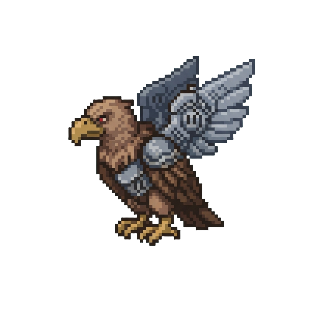 A Feathered Vulture Action Figure on Mechanical Wings