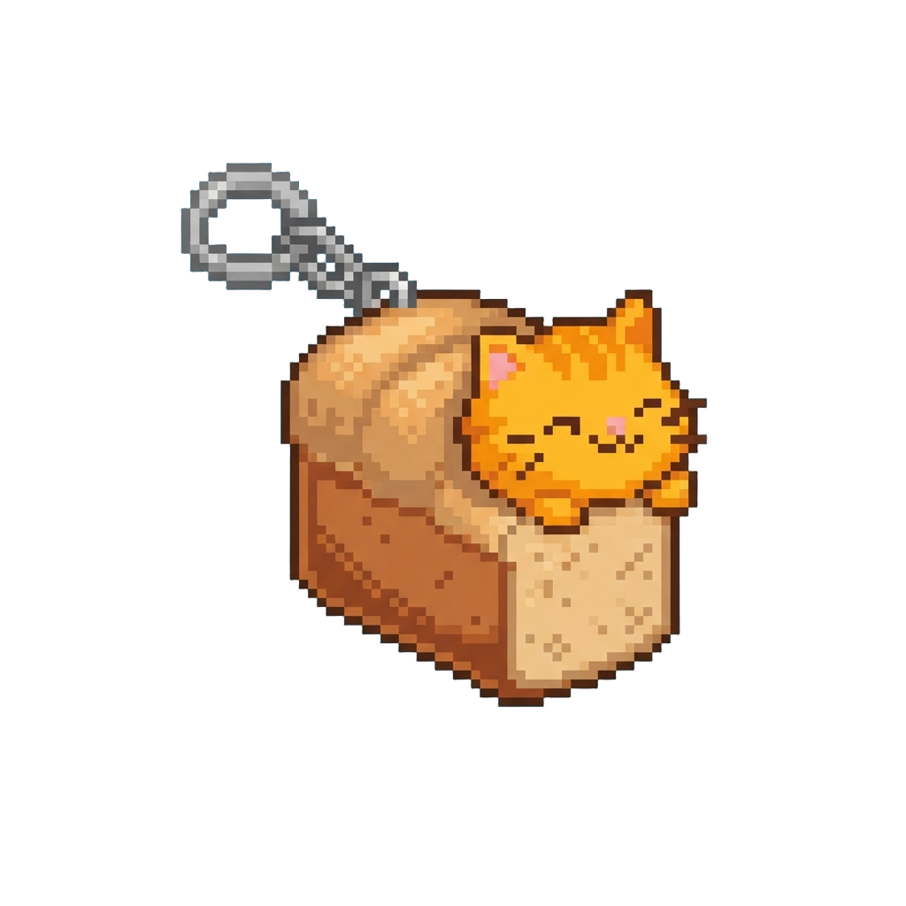 A Cute, Fluffy Cat-in-a-bread-loaf Keychain