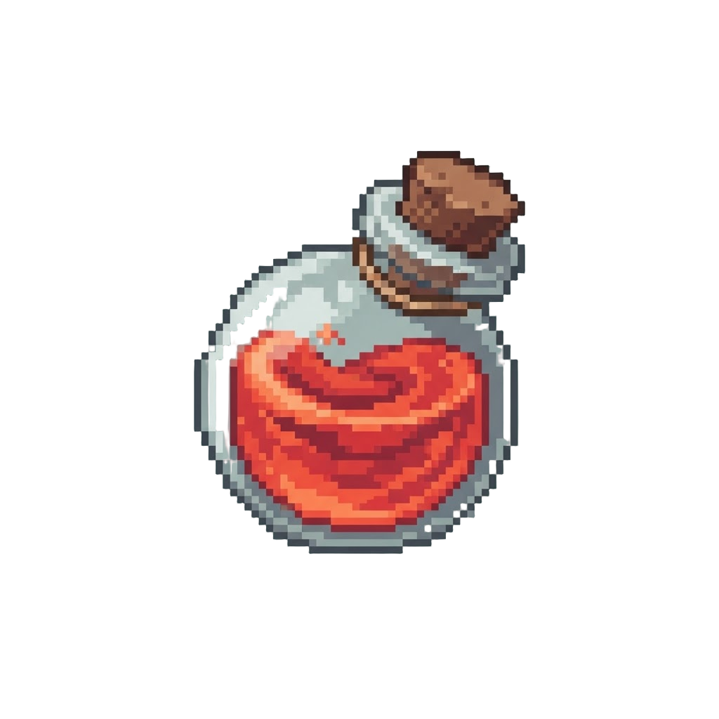 A Miniature Potion Bottle with Swirling Liquid
