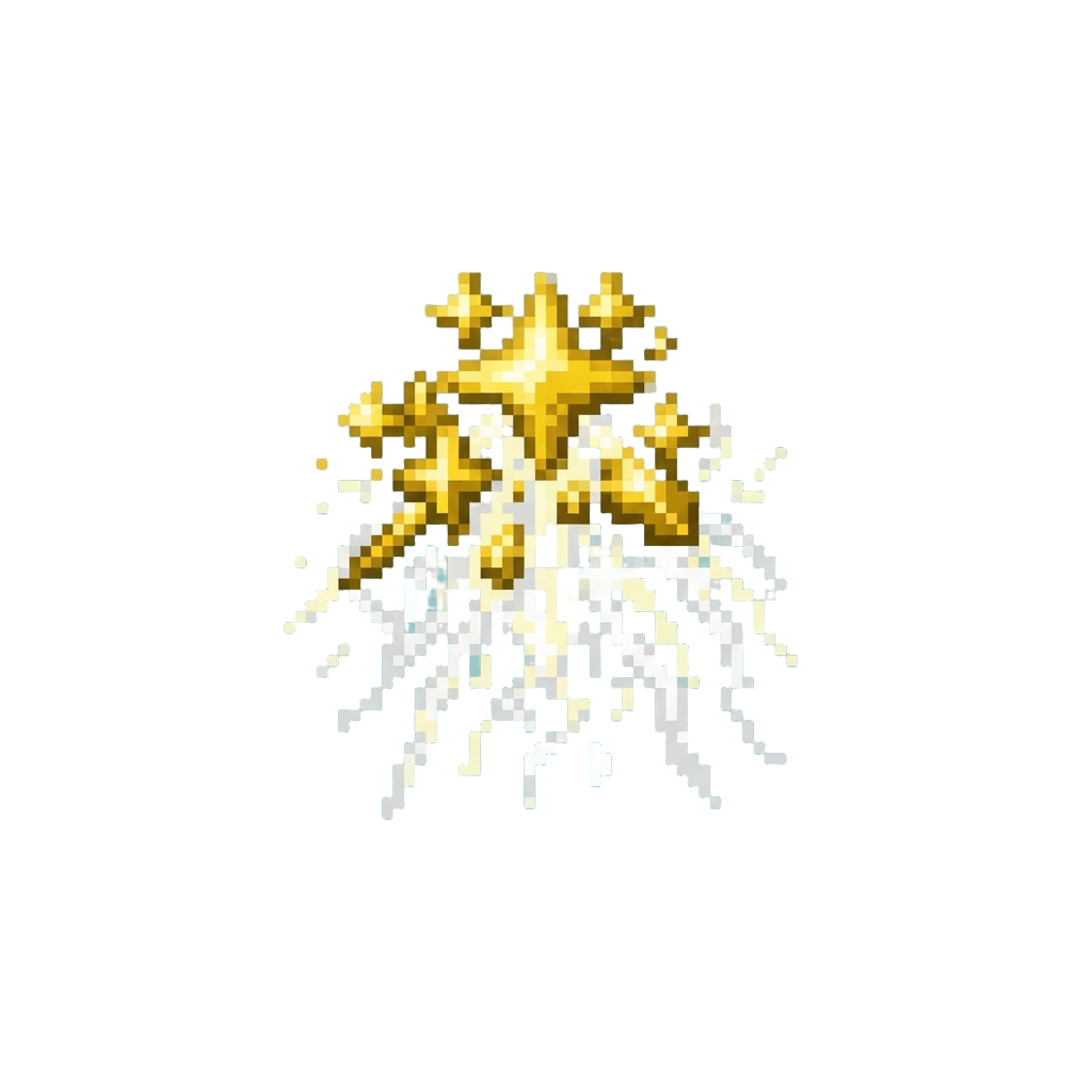 A Bright Golden Star Shower Bursting Into Crackling White Sparks