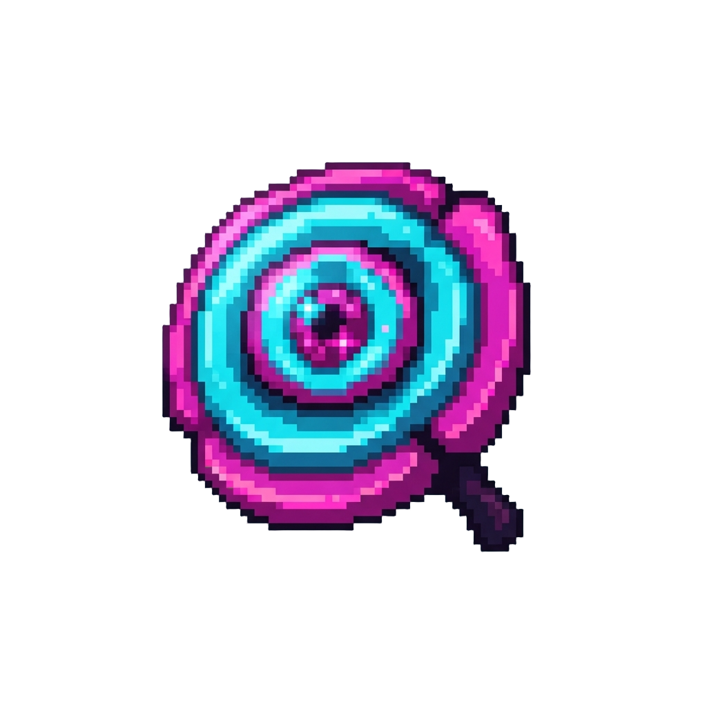 A Vibrant Neon Triple-ring Blossom in Electric Cyan and Magenta