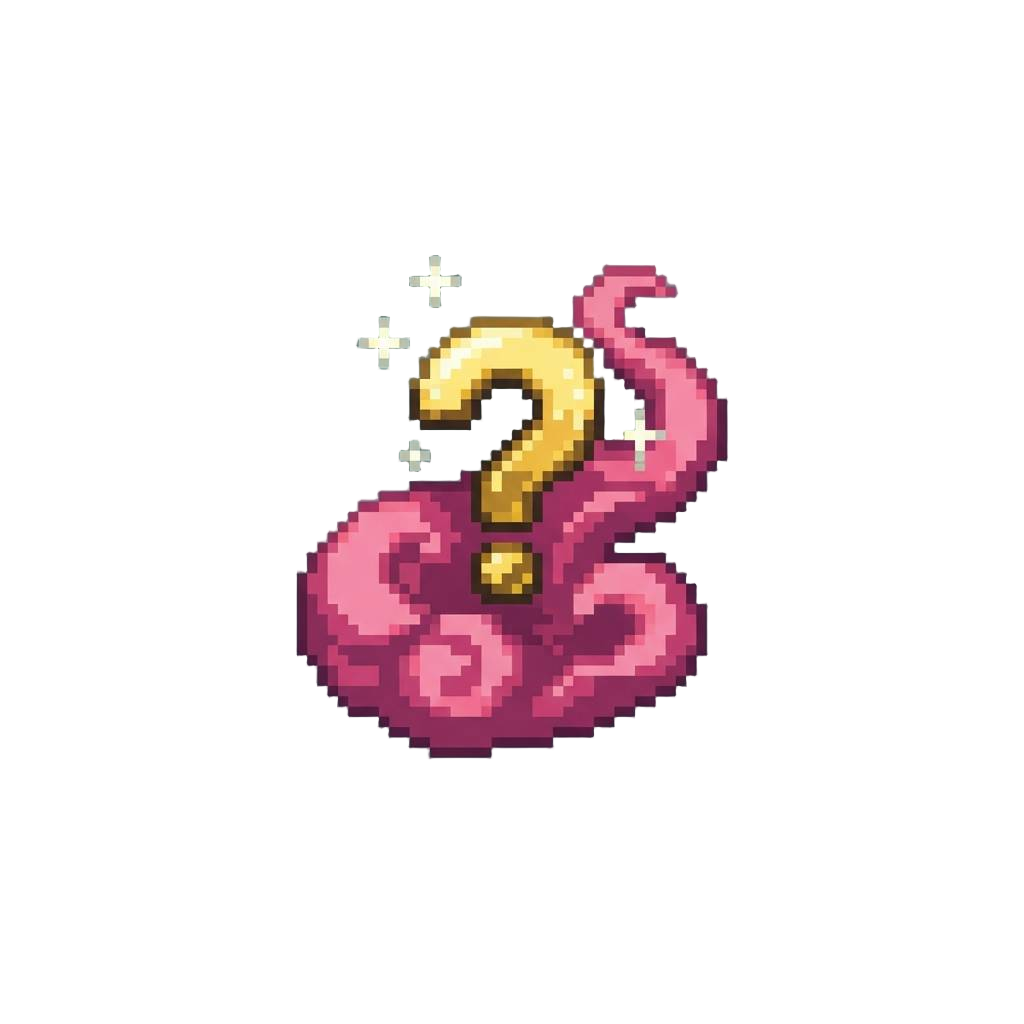 A Tiny Sparkling Question Mark That Pops Into a Wisp of Pink Smoke
