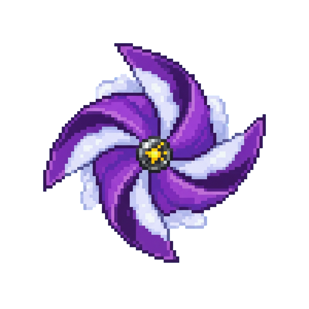 A Spiraling Violet Pinwheel Firework Spinning Across the Clouds