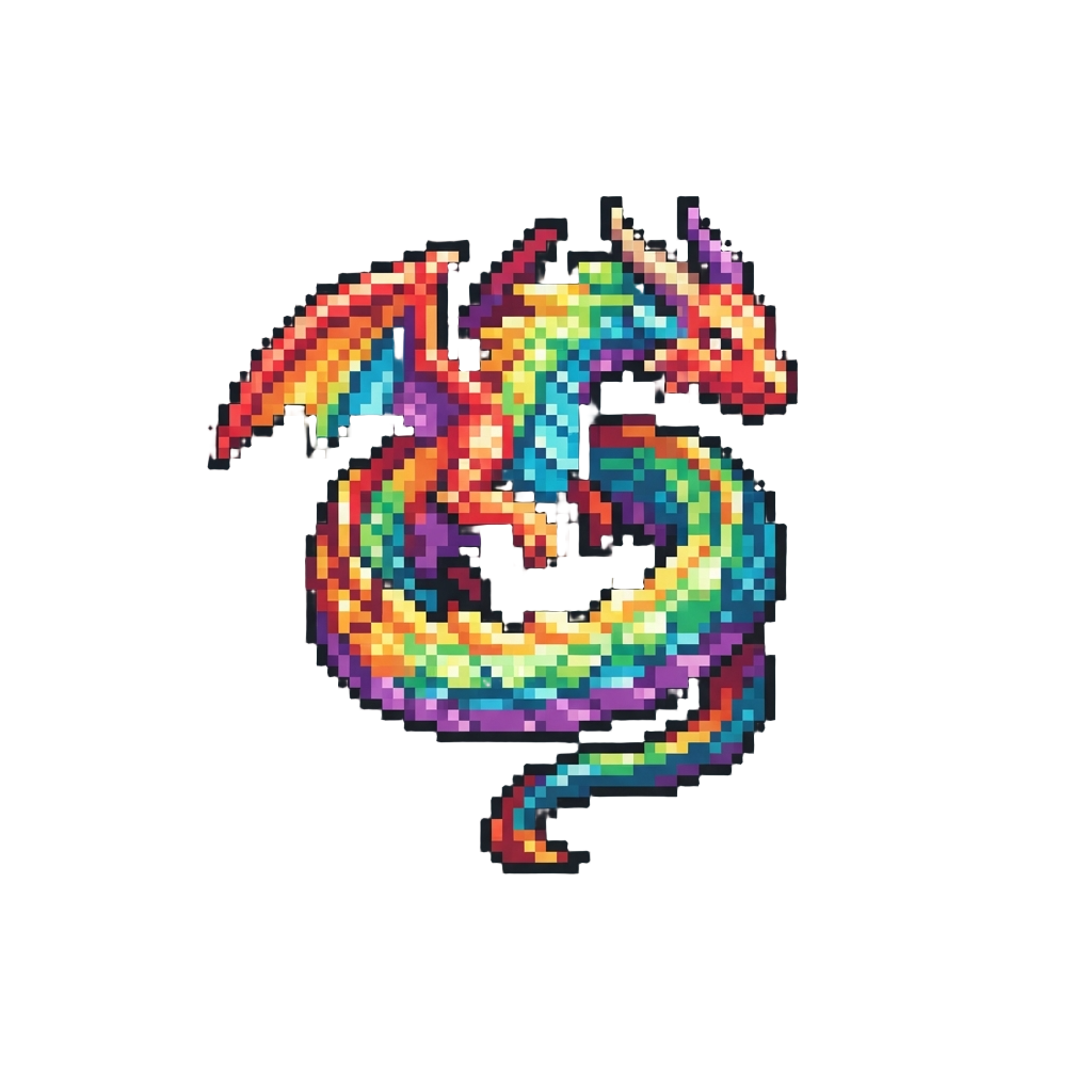 A Giant Prismatic Dragon Spiraling Across the Neon Sky