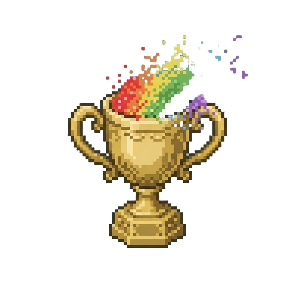 A Colossal Golden Champion Trophy Bursting Into Sparkling Rainbow Dust