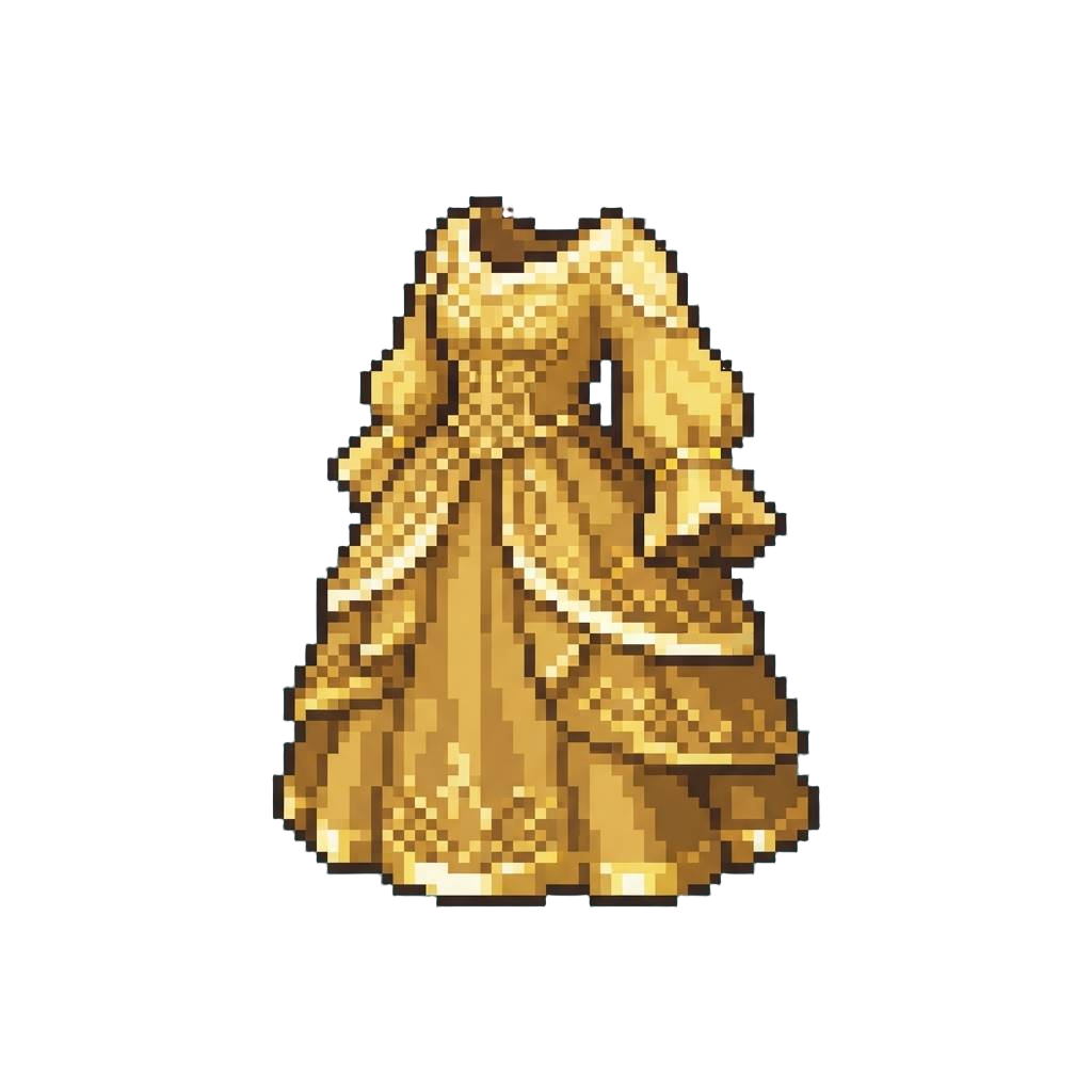 A Radiant Golden Angel Gown Gleaming with Bright Gilded Hems