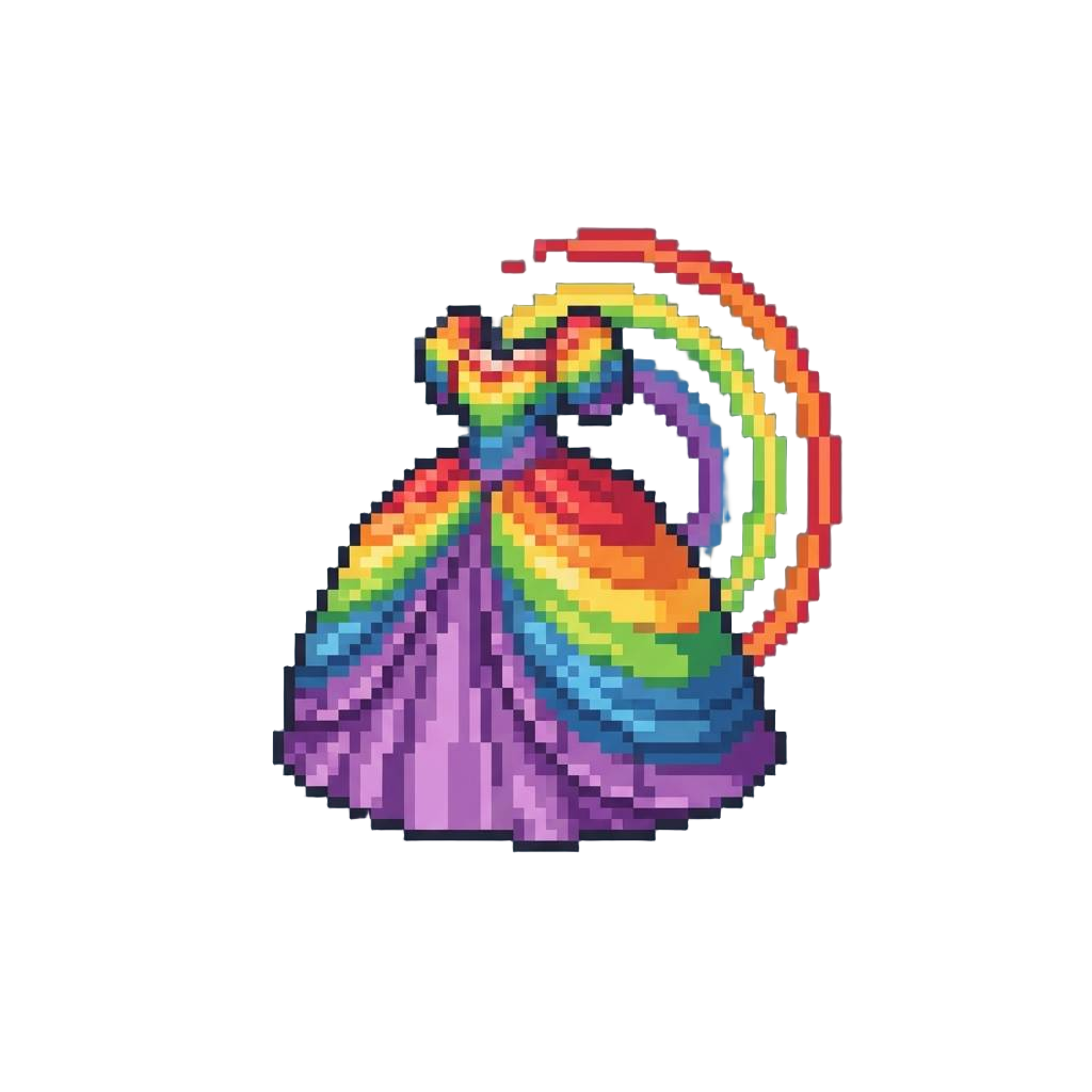A Prism Rainbow Ballgown Radiating Clean Chromatic Spectrum Waves