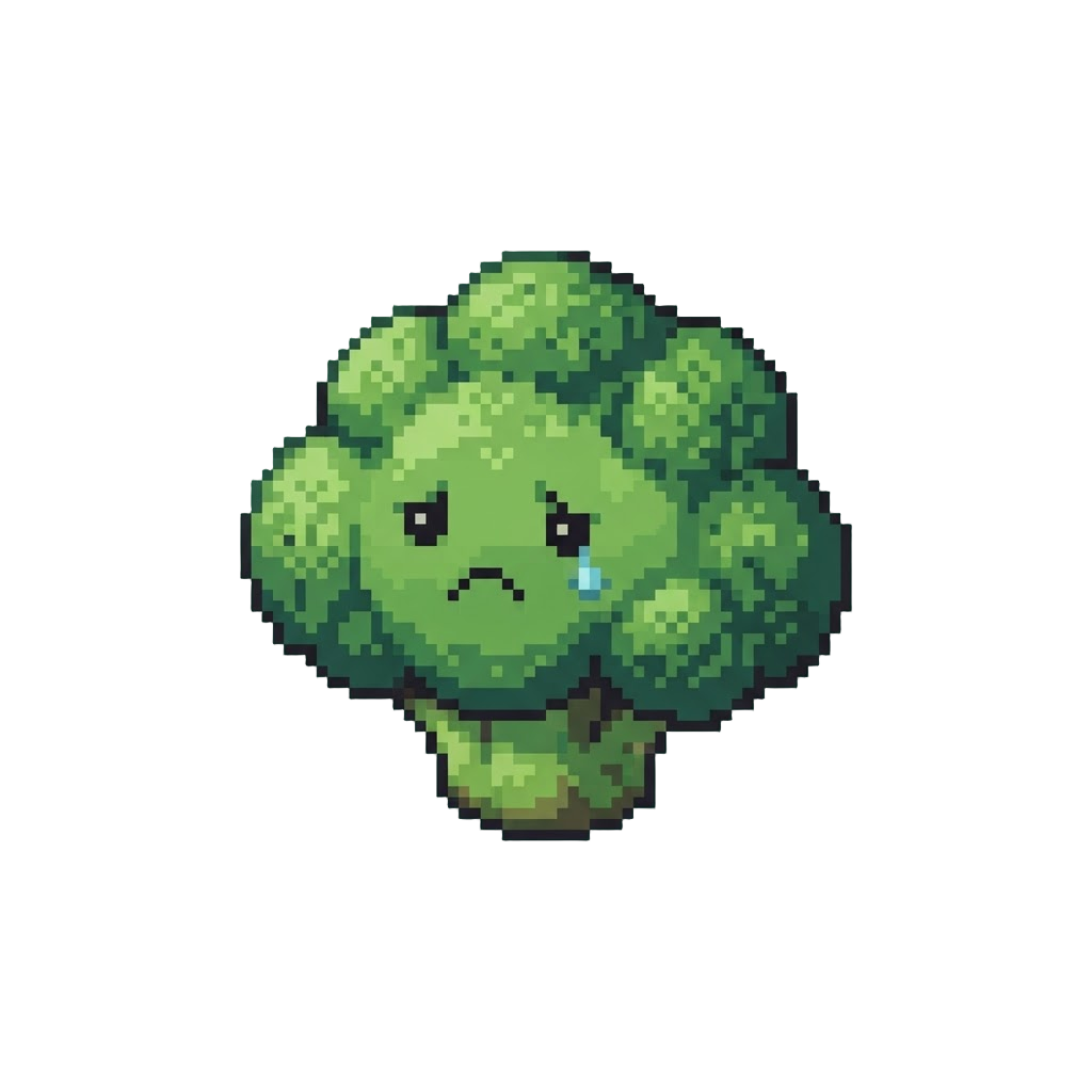 A Funny Sad-faced Broccoli Blob Squishy
