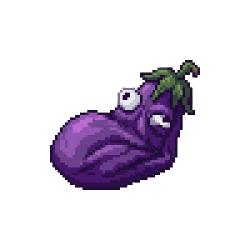 A Googly-eyed Deflated Eggplant Squishy