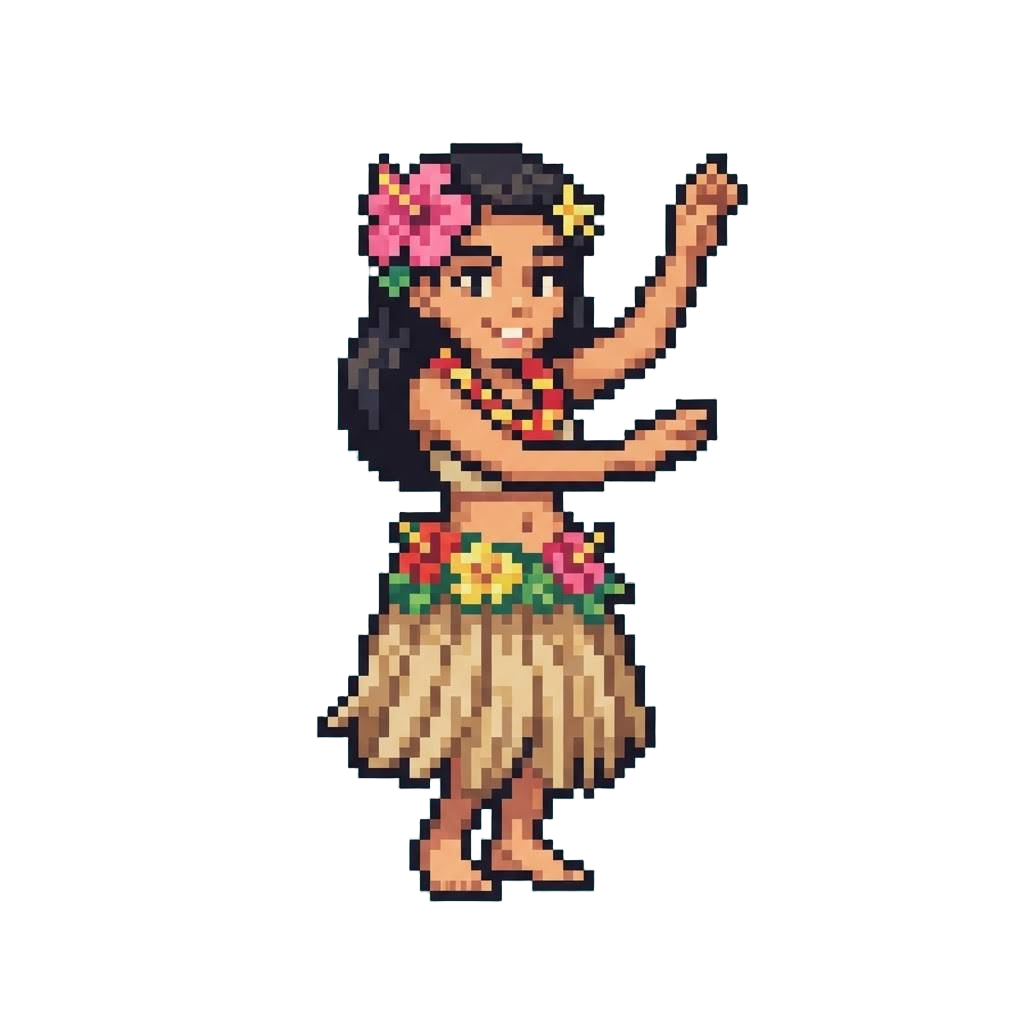 A Cheeky Tropical Hula Dancer Striking a Classic Postcard Pose