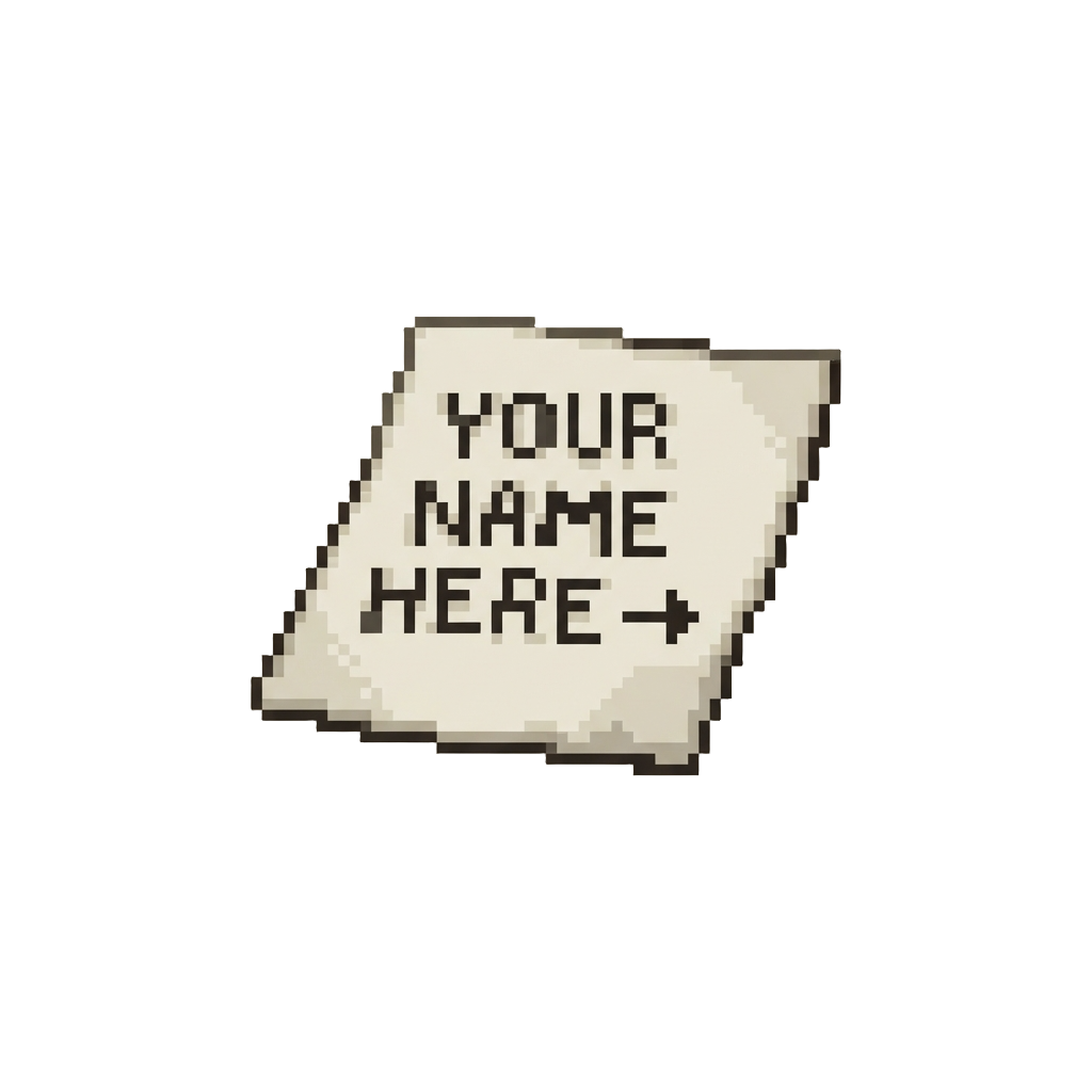 A Simple Typewriter Print Proudly Reading 'your Name Here' with an Arrow