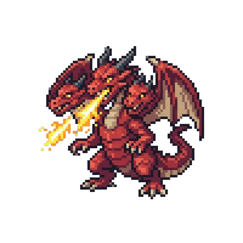 A Three-headed Winged Dragon Kaiju Crackling with Twin Jets of Yellow Flame