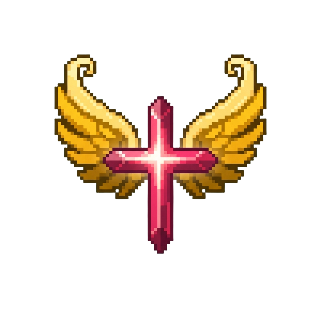 A Glowing Ruby-quartz Optic Blast Crosshair Flanked by Golden Phoenix Wings