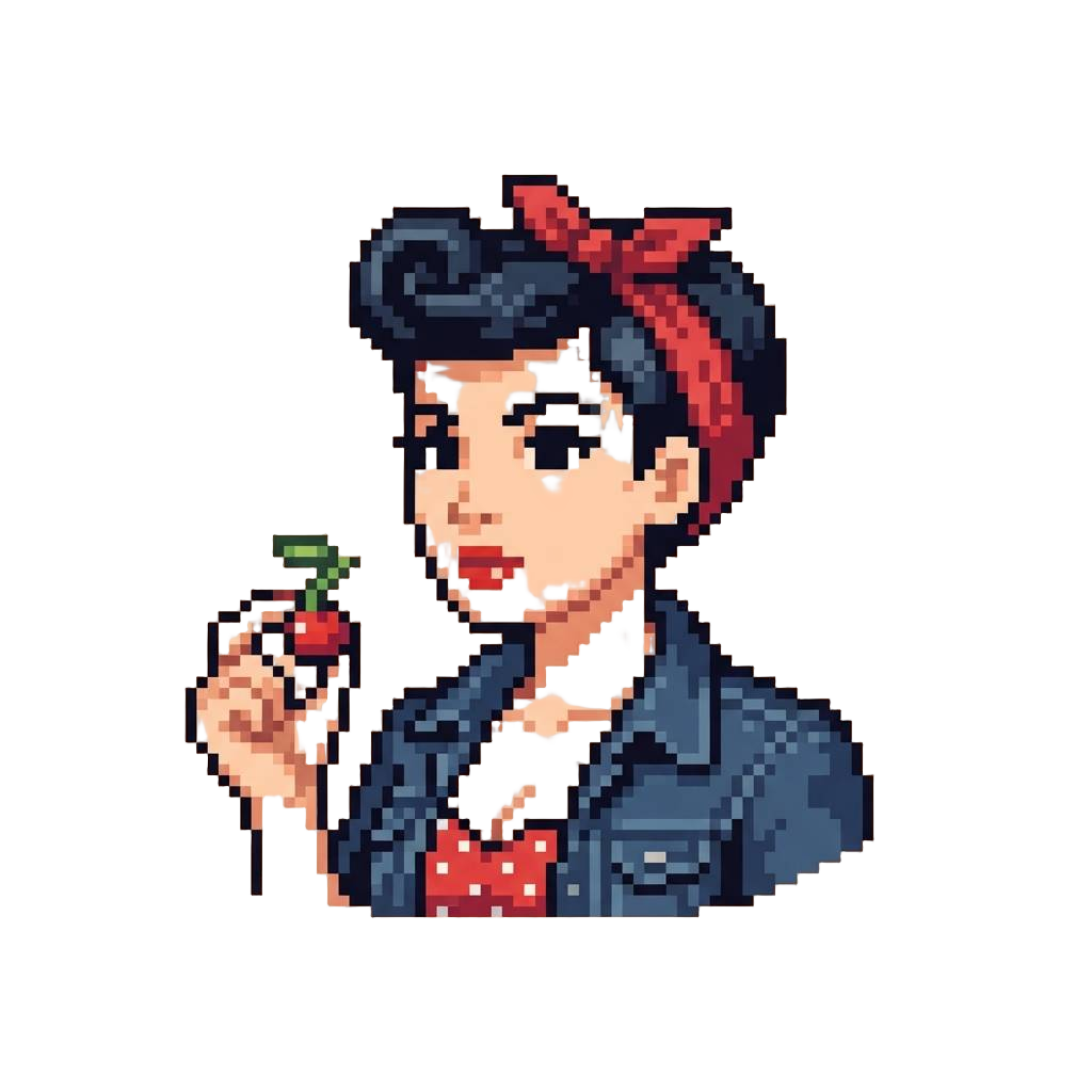 A Traditional Rockabilly Pin-up Sweetheart Holding a Red Cherry
