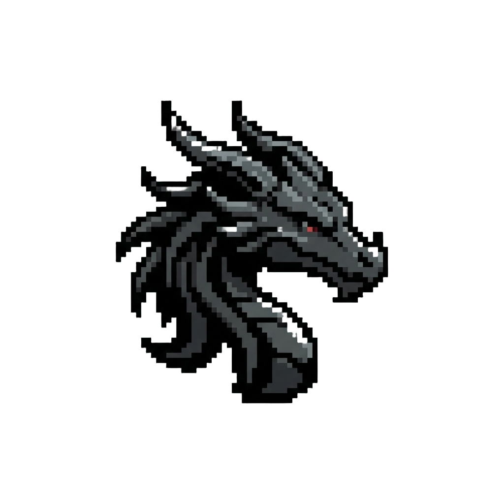 A Sleek Minimalist Black Ink Tribal Dragon with Clean Bold Curves