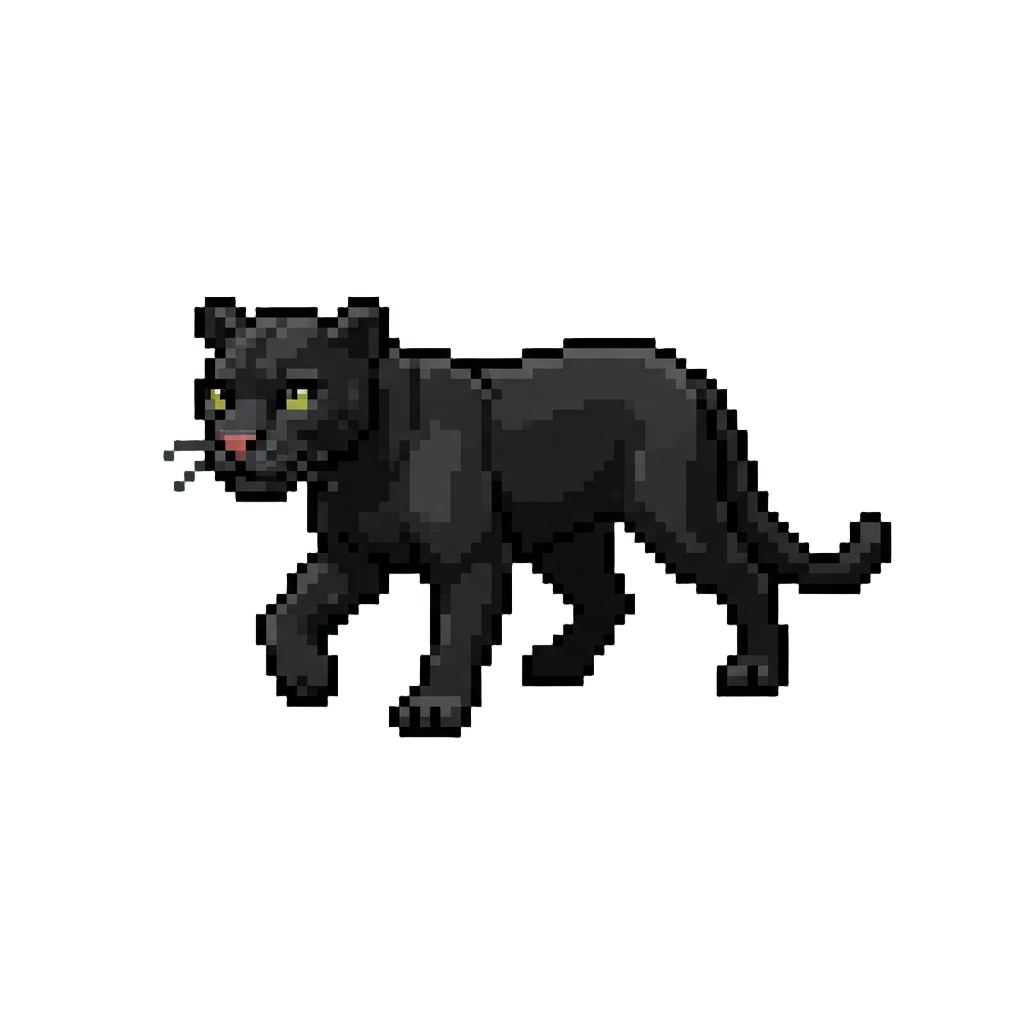 A Miniature Sleek Black Panther Stalking Gracefully Through Thin Air