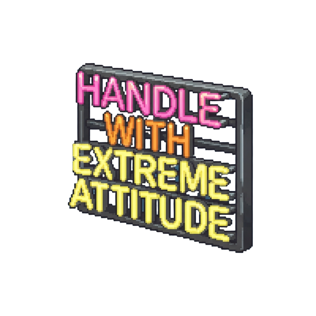 A Retro Neon Sign Font Proclaiming 'handle with Extreme Attitude'
