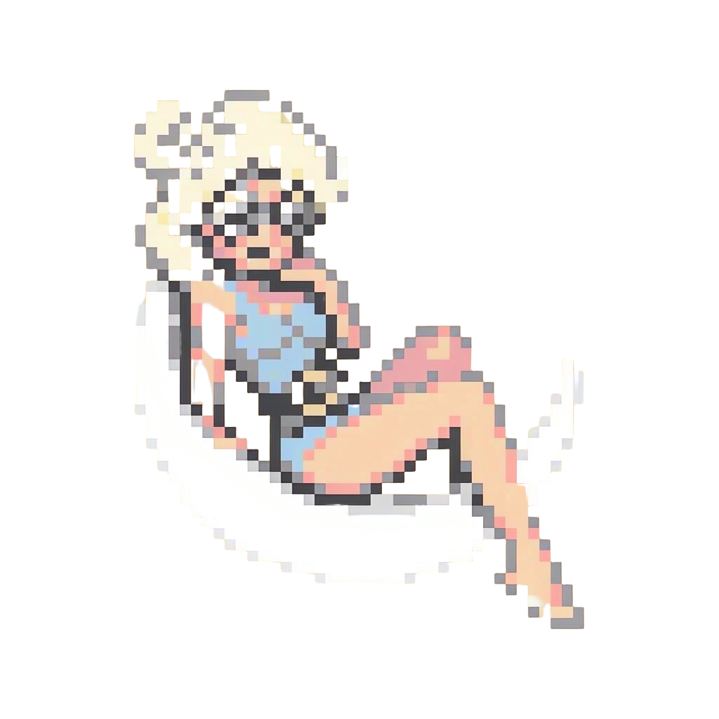 A Platinum-blonde Retro Starlet Reclining Across a Crescent Moon