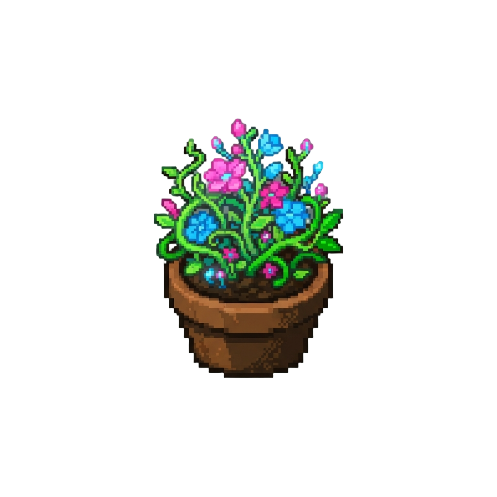 A Lush Blooming Garden of Rapid-growing Neon Flora and Vines