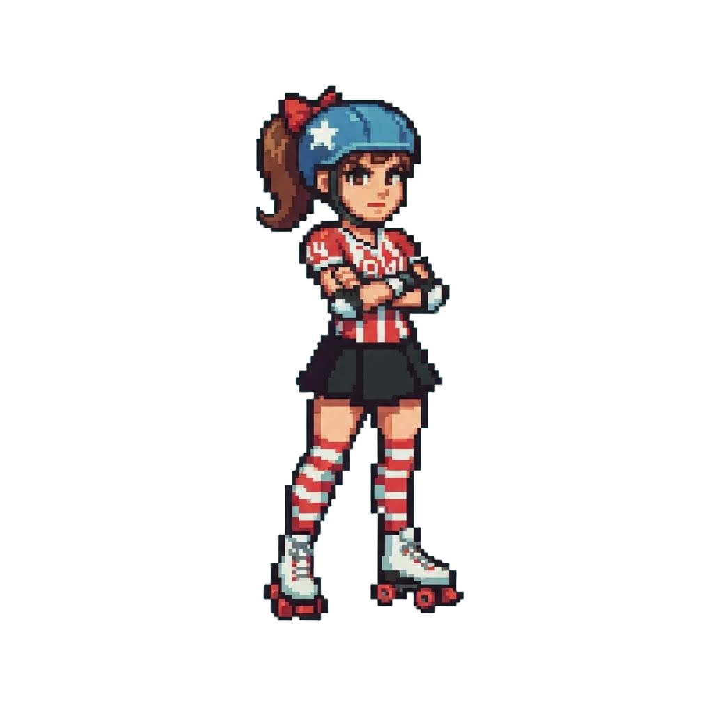 A Retro Roller-derby Queen Posing in Classic Striped Knee-socks